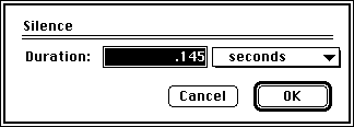 The dialog box for Silence